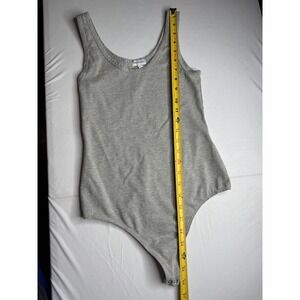 Ambitionist Heather Gray Scoop Neck Sleeveless Thong Bodysuit Womens Size Small